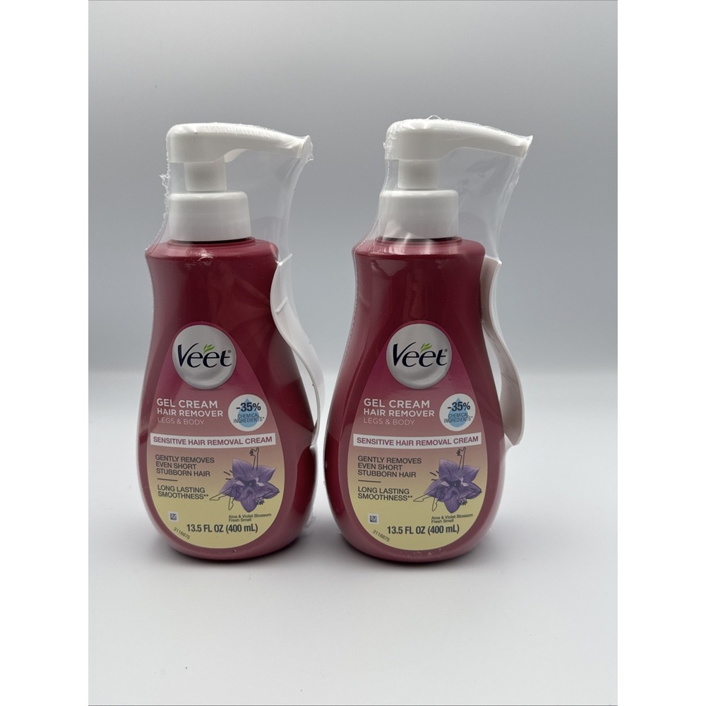 2 Veet Legs & Body Sensitive Hair Removal Gel Cream 13.5oz Aloe Violet Blossom